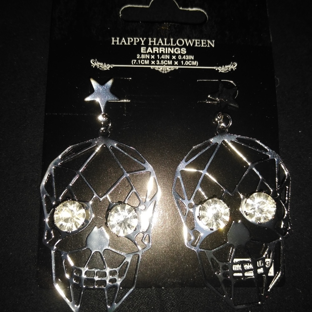 🎃Halloween🎃 Skull Earrings Rhinestone eyes